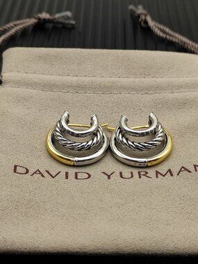 David Yurman 925 Silver Earrings with Original Pouch